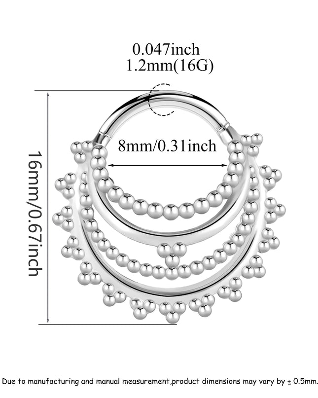 Doearko1PCS Elegant  Nose Rings Stainless Steel  Round Thorns Nose Rings Cartilage Hoop Earrings Segment Septum Clickers