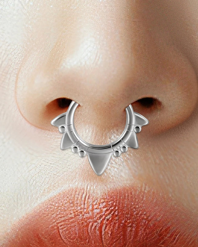 1PC Stainless Steel Irregular Ox Horn Fake Nose Ring Fangs Non Piercing Clip on Nose Hoop Cone Septum Fake Nose Piercing Jewelry