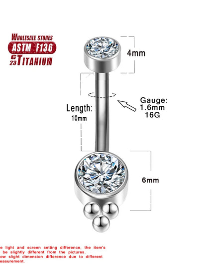 F136 Titanium Belly Button Ring Zircon for Women Industrial Spiral Piercing diaphragm Clicker Helix 14G Charming Body Jewelry