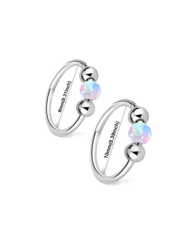 Surgical Steel Nose Rings Hoop 18g 20g Opal Septum Rings 8mm/10mm Nose Piercing Jewelry Cartilage Earring for Women
