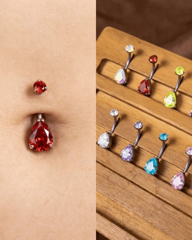 Elegant Titanium Belly Button Ring Zircon Stone G23 Titanium Dangle Curved Barbells Dangle Design Curved Barbell
