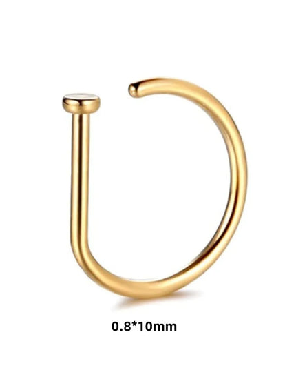 New Curved Barbells Fake Nose Piercing D Shaped Tragus Helix Stud Earring Hoop Septum Stainless Steel Ring Nostril Body Jewelry