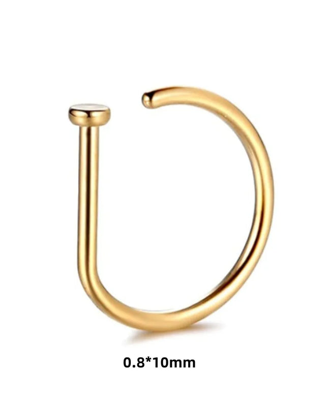 New Curved Barbells Fake Nose Piercing D Shaped Tragus Helix Stud Earring Hoop Septum Stainless Steel Ring Nostril Body Jewelry
