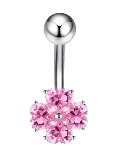Sexy Pink Zircon Heart Belly Button Rings For Women Girls Fashion Stainless Steel Heart Navel Piercing Barbell Cute Belly Rings