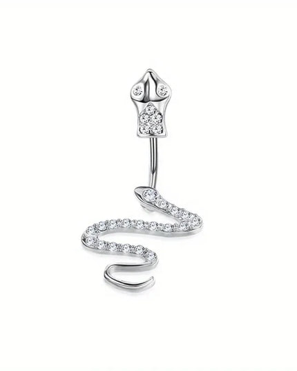 Bobisty Navel Ring 14G Heart Snake Butterfly CZ Dangling Belly Ring for Women Stunning Belly Button Piercing Jewelry