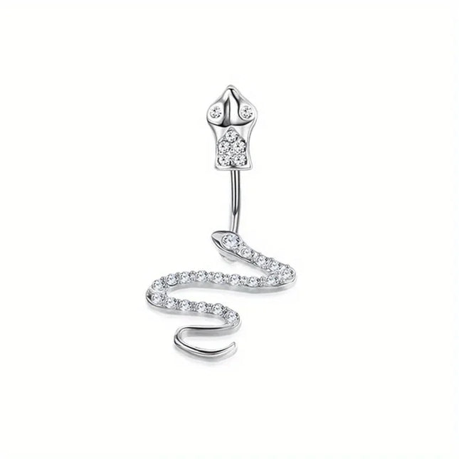Bobisty Navel Ring 14G Heart Snake Butterfly CZ Dangling Belly Ring for Women Stunning Belly Button Piercing Jewelry
