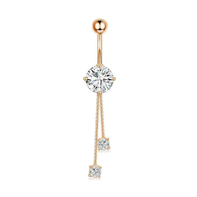 Dangle Belly Button Rings, 14G 316L Stainless Surgical Steel Cubic Zirconia Butterfly Heart Navel Ring Piercing Jewelry Barbells