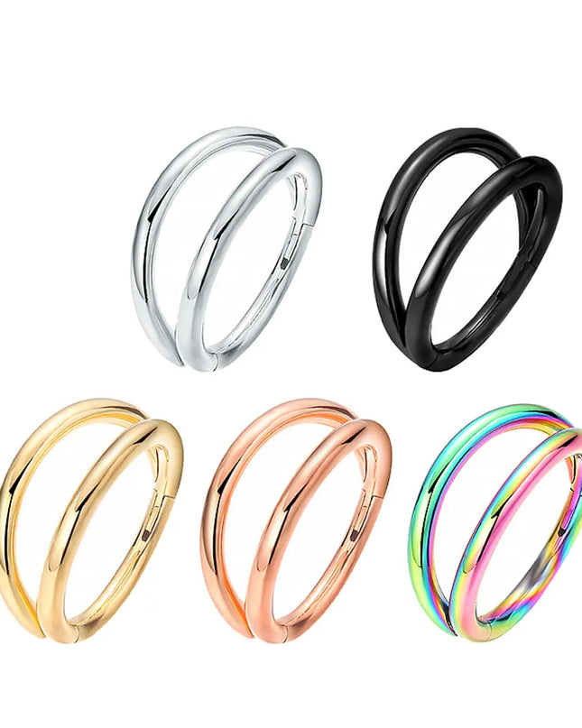 Nose Rings Hoops Double Septum Rings Cartilage Hoop Earring Piercing Nariz Open Stacked Hoop Nose Rings for Women and Men