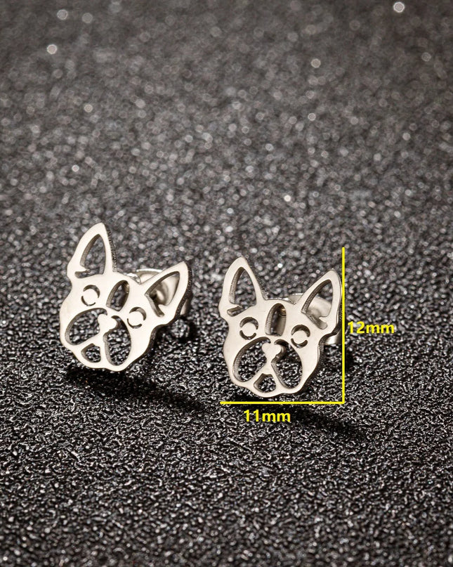 Pet Dog Ear Piercing For Women Cute Love Dachshunds Stainless Steel Corgi Dog Animal Stud Earring Free Shipping Brincos