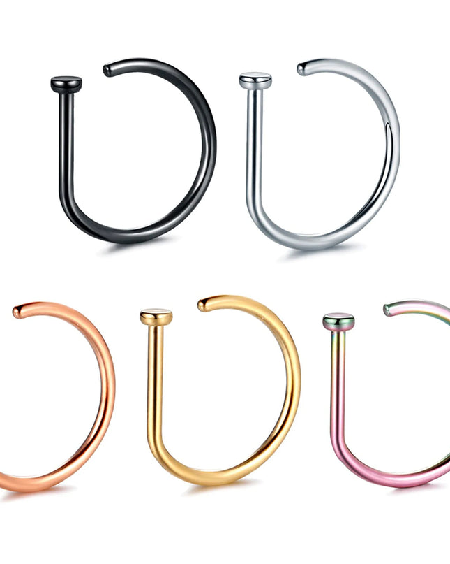 Fake Nose Ring Hoop Lip Labret Ring for Women Non Pierce Hoop Nose Ring  Septum Hoop  Ring Tragus Rook Ring Non Piercing Jewelry