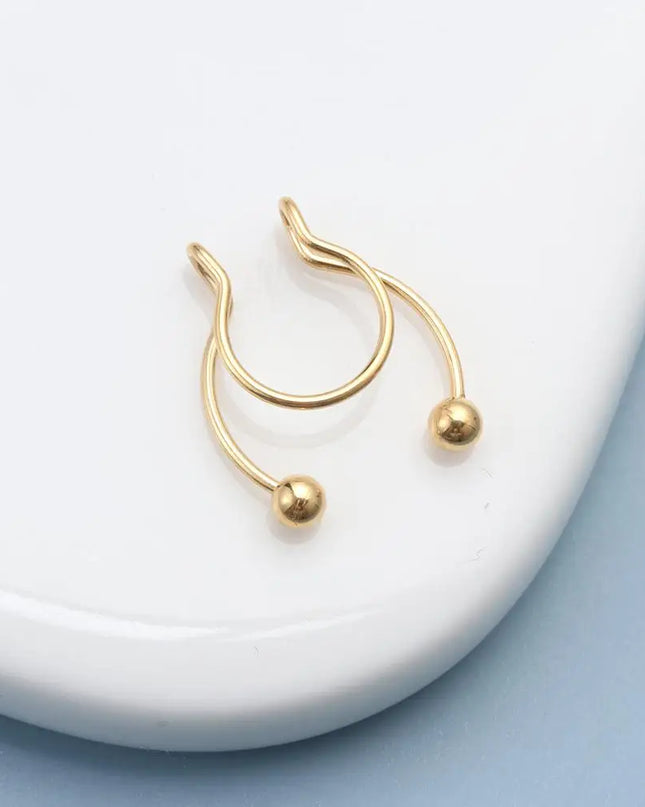 Women Colorful Fake Septum Jewelry Nose Ring Non Piercing Stainless Steel