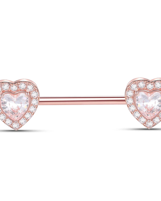 1PC Surgical Steel CZ Nipple Rings Piercing 14G Paved Zircon Heart Nipple Shield Rings Sexy Nipple Mamilo Piercing Women Jewelry
