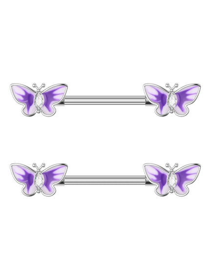 2pcs Heart Bear Dangled Nipple Piercings Screwed 14G Flower Butterfly Shield Bar Barbell Nipple Ring Piercing Nombril Jewelry