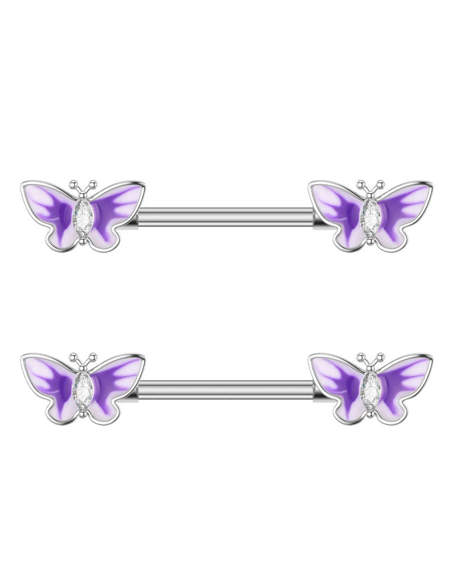 2pcs Heart Bear Dangled Nipple Piercings Screwed 14G Flower Butterfly Shield Bar Barbell Nipple Ring Piercing Nombril Jewelry