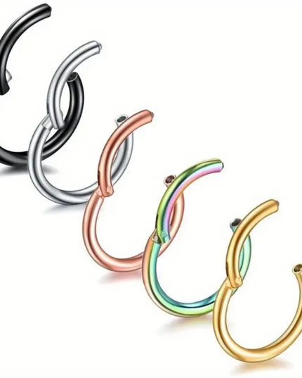 316 Surgical Steel Hinged Nose Rings Hoop Diameter 6mm 8mm 10mm Golden Silvery Black Rainbow Rose Golden Nose Rings Easter gift