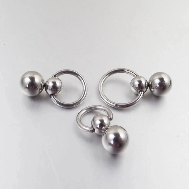 Stainless Steel Double Ball Cucurbit Gourd Ring Eyebrow Curved Tragus Ear Piercing PA Nipple Ring Bar Lips Body Piercing Jewelry