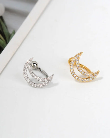 1Piece 14G Stainless Steel Belly Button Rings Crystal Zircon Moon Navel Rings Earring Belly Piercing Sexy Body Jewelry Ombligo