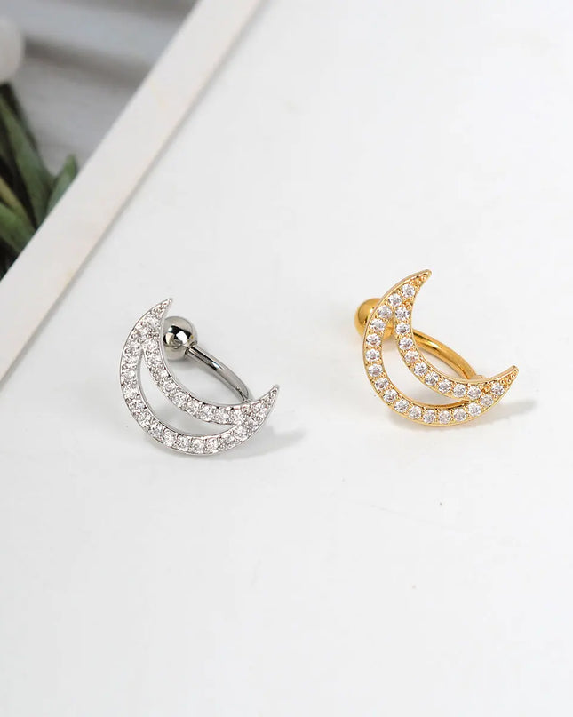 1Piece 14G Stainless Steel Belly Button Rings Crystal Zircon Moon Navel Rings Earring Belly Piercing Sexy Body Jewelry Ombligo