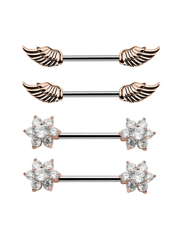 Stainless Steel Heart Nipple Piercing Rings Sets 14G Crystal Tongue Ring Nipple Barbell Lot Sexy Piercing Nipple Body Jewelry
