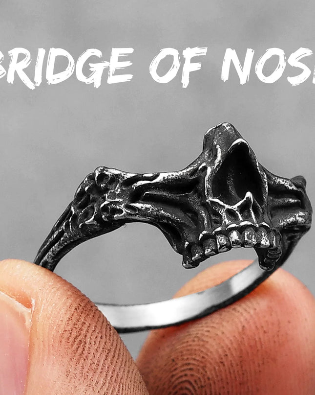 Bridge of Nose Skull Men Rings Stainless Steel Women Jewelry Punk Gothic Rock Vintage Black Fashion Accessories Gift Wholesale