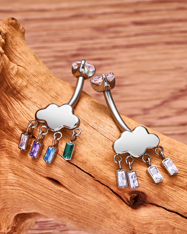 F136 G23 Titanium Belly Button Rings Hypoallergenic Internal Thread Butterfly Cloud Heart with Crystals Body Piercing Jewelry