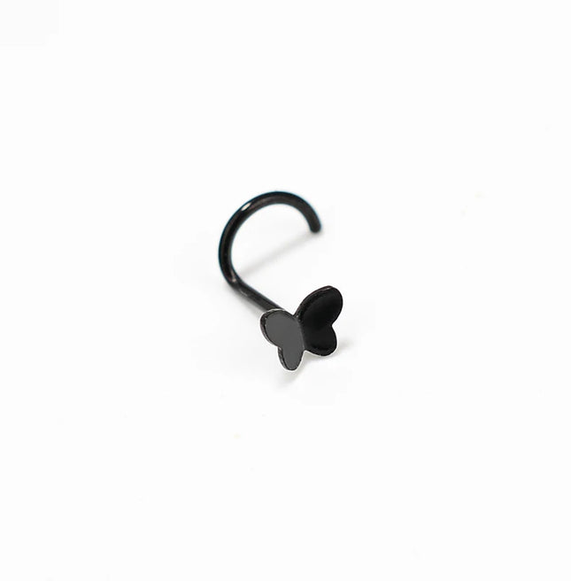 1pcs 20G Stainless Steel Nose Stud Rings for Women Nose Piercing Bend Butterfly Nose Ring Earring Nose Studs Piercing Jewelry