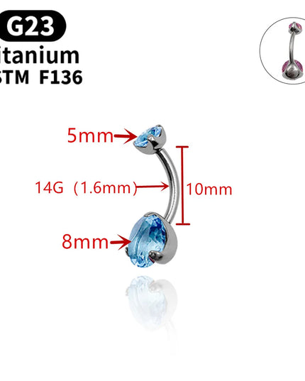 Super Pretty Belly Button Rings 14G G23 Titanium Colorful Zircons Surgical Navel Piercing Ring Women Popular Body Jewelry
