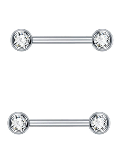1/2Pcs Titanium Nipple Piercing Jewelry CZ Bezel Tongue Nipple Bars Piercing for Breasts Sexy Piercing Mamilo for Women 12-20mm