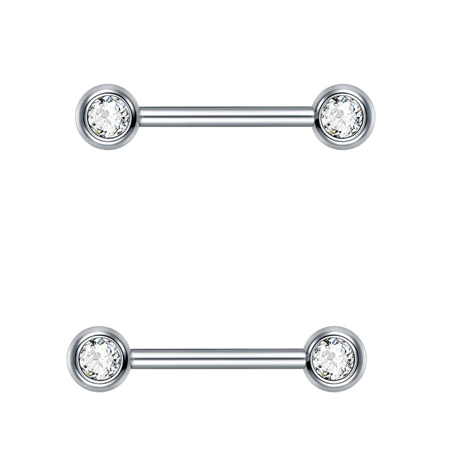 1/2Pcs Titanium Nipple Piercing Jewelry CZ Bezel Tongue Nipple Bars Piercing for Breasts Sexy Piercing Mamilo for Women 12-20mm