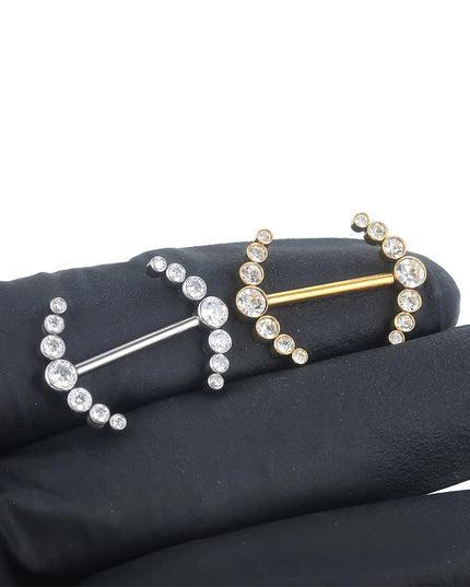 1Pc Titanium Nipple Piercing Jewelry Internally Threaded Nipple Barbell Mamilo Piercing Prong Set Heart CZ Nipple Rings Women