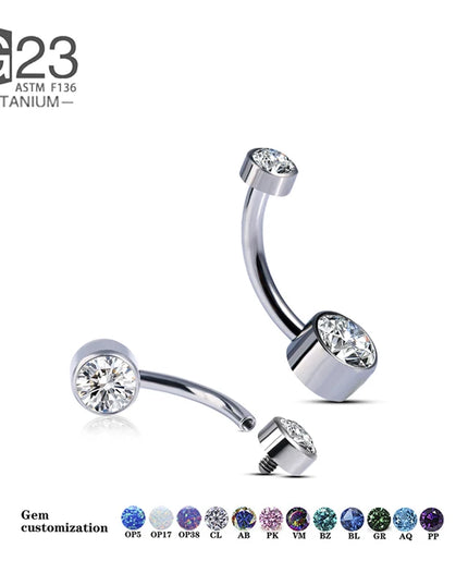 G23 Titanium Belly Button Rings Navel Ring Zircon Drop Dangle Body Belly Piercing Jewelry For Women Ombligo Navel Nombr Rings
