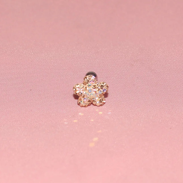 1PC Crystal Flower Helix Piercing Earring Stainless Steel Ear Piercing Conch Flat Piercing Cartilage Ear Stud Body Piercing
