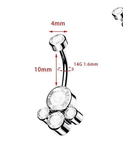 ASTM F136 Titanium Internal Thread Zircon Belly Button Piercing Sexy Belly Dance Piercing Bellybutton Body Jewelry Belly Ring