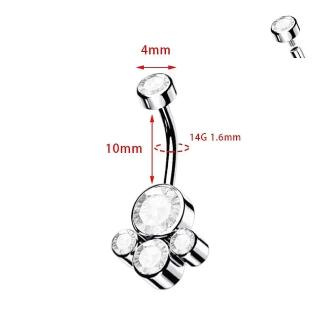 ASTM F136 Titanium Internal Thread Zircon Belly Button Piercing Sexy Belly Dance Piercing Bellybutton Body Jewelry Belly Ring