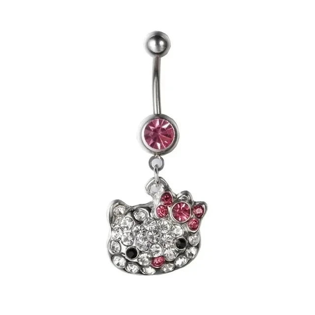 Dainsty Dangled Belly Button Rings Surgical Steel 14G Bar Navel Piercing Ring Crystal CZ Bee Flower Heart Belly Ring Ear Jewelry