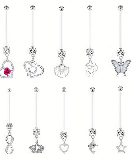 Pregnancy Belly Button Rings Long Bar 38mm Sport Maternity Flexible Bioplast Clear Navel Belly Rings Piercing Retainer Jewelry