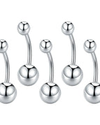 silver color-5pcs / Navel & Bell Button Rings / 14G  1.6x12x5x8mm|body
