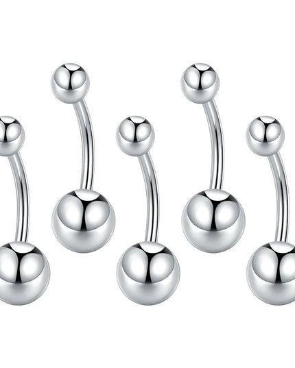 1pc Titanium 6/8/10/12mm Belly Button Ring With Double Ball Top Internally Threaded Navel Piercing Body Jewelry