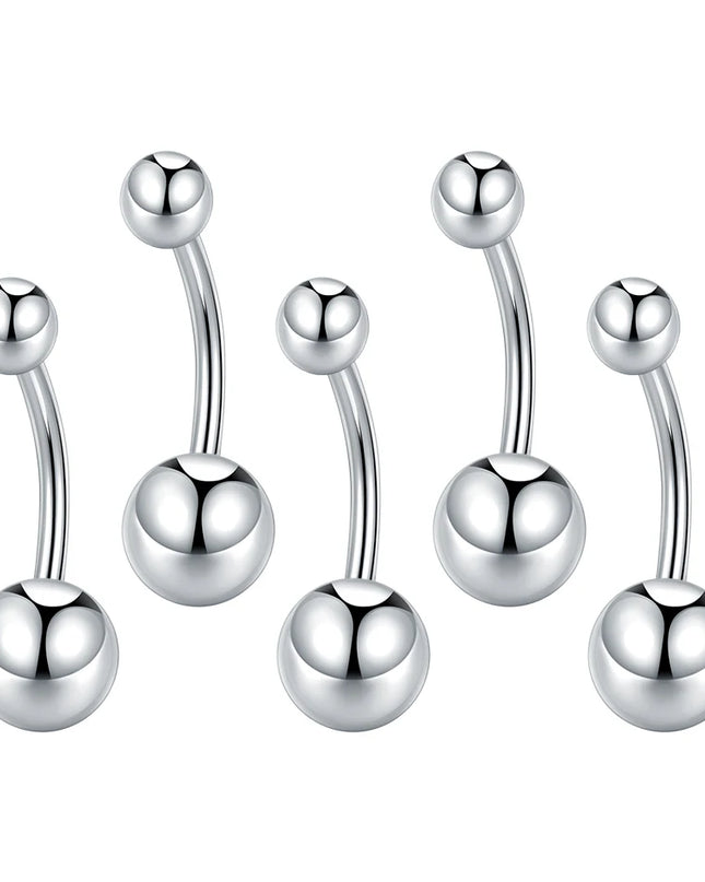 1pc Titanium 6/8/10/12mm Belly Button Ring With Double Ball Top Internally Threaded Navel Piercing Body Jewelry
