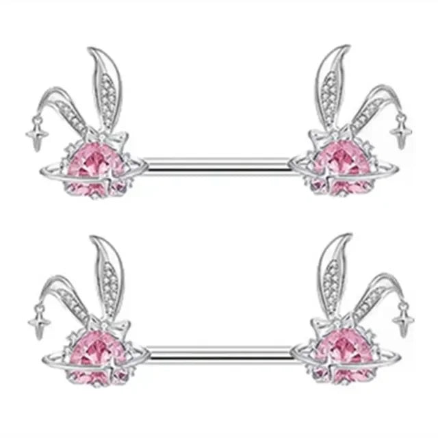 2 Pcs Stainless Steel Pink Nipple Piercing Jewelry Heart Wings Niplple Barbell Moon Devil Nipple Rings Body Piercing Pezon Mujer