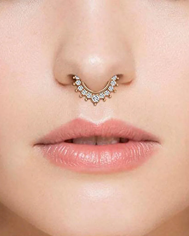 1pc New Fake Piercing Jewelry Clip On Nose Septum Ring for Women Fake Nose Rings Hoop Crysta Faux Non Pierced Nose Ring Earrings