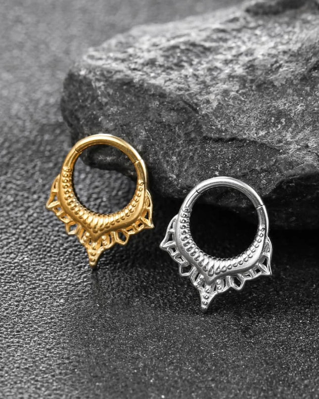 Giga 1PCS Vintage Stainless Steel Nose Rings Hinged Septum Earrings Cartilage Tragus Helix Hoops Body Piercing Jewelry
