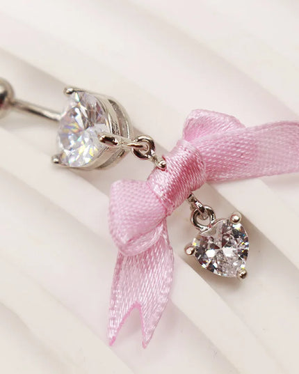 Beautiful Bow Belly Button Ring for Women Heart-shaped Belly Piercing Jewerly Surgical Steel Body Piercing Jewelry