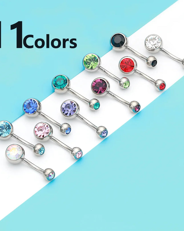 ASTM F136 Titanium Belly Button Ring 14G CZ Navel Barbell Body Jewelry 6/8/10/12mm Hypoallergenic 1Pc