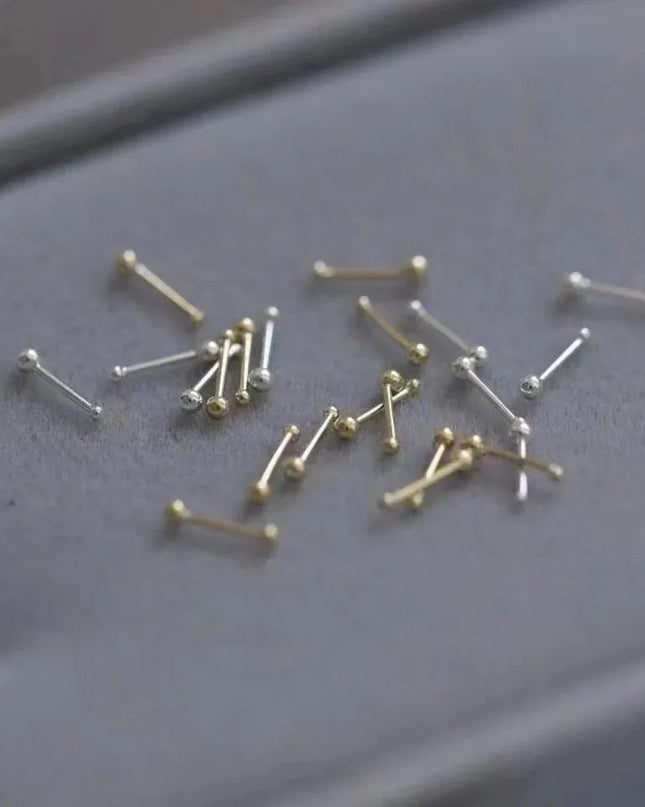 2pcs Ear Piercing Silver Needle Ear Stick Stud Earrings For Women Maintaining Ear Hole Small Tiny Round Ball Ear Jewelry