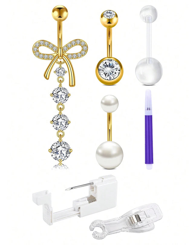 Belly Button Piercing Kit Gun Belly Piercing Gun Navel Piercing Belly Button Ring Piercing Kit Gun Pendant Belly Button Rings