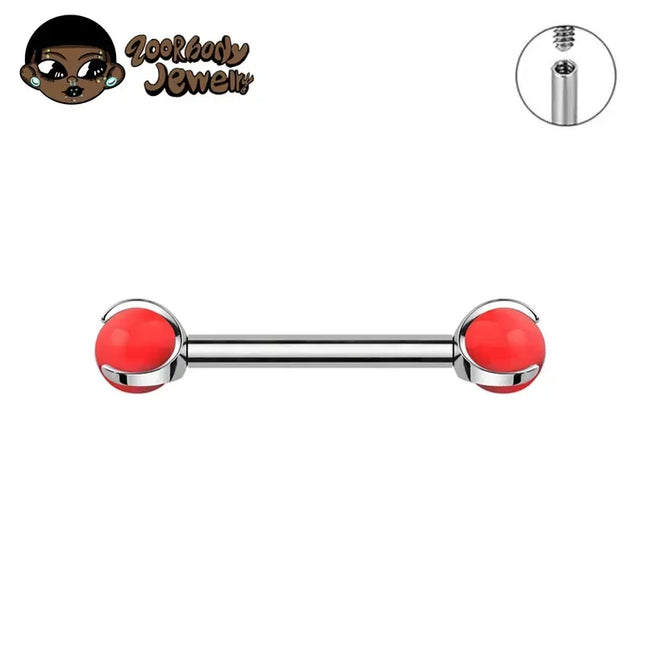 ASTM F136 Titanium Nipple Piercing 14G Internally Threaded Straight Barbell with Crystal Tongue Ring Nipple Industrial Piercing