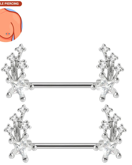 1pair Nipple Piercing Stainless Steel Nipple Rings CZ Butterfly Heart Nipple Barbell For Women Girls 16G Body Piercing Jewelry