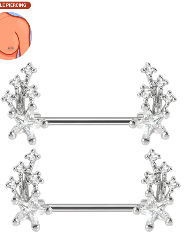 1pair Nipple Piercing Stainless Steel Nipple Rings CZ Butterfly Heart Nipple Barbell For Women Girls 16G Body Piercing Jewelry
