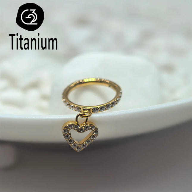 ASTM F136 Titanium Nose Rings Hoop Septum with CZ Flower Clicker Piercing Ear Cartilage Tragus Helix Rook Daith Earrings Jewelry